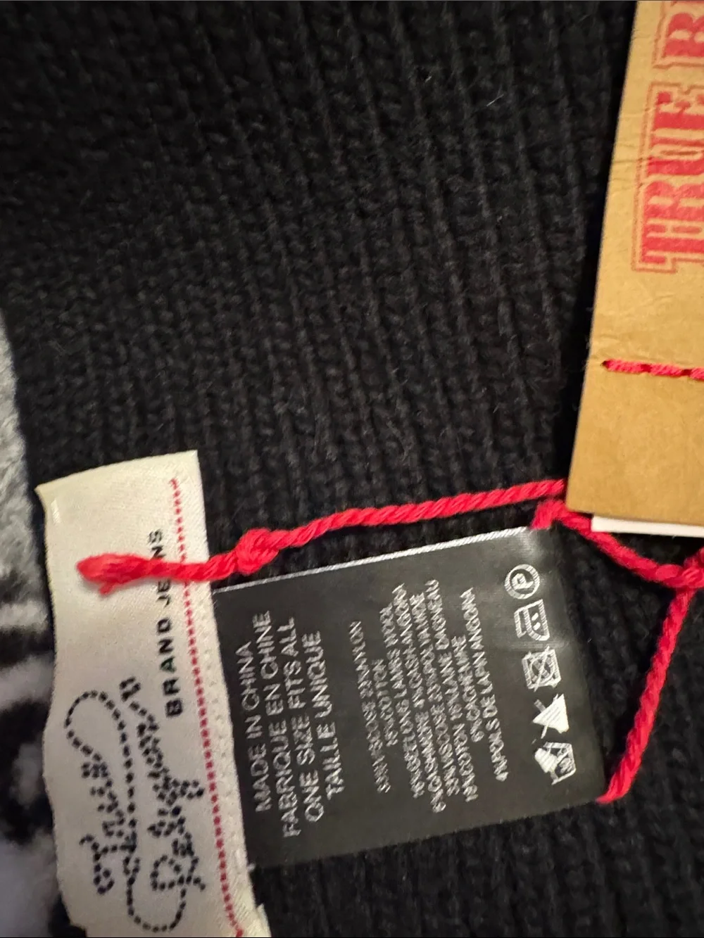 True Religion Men's Black, Gray & Red Colorblock scarf